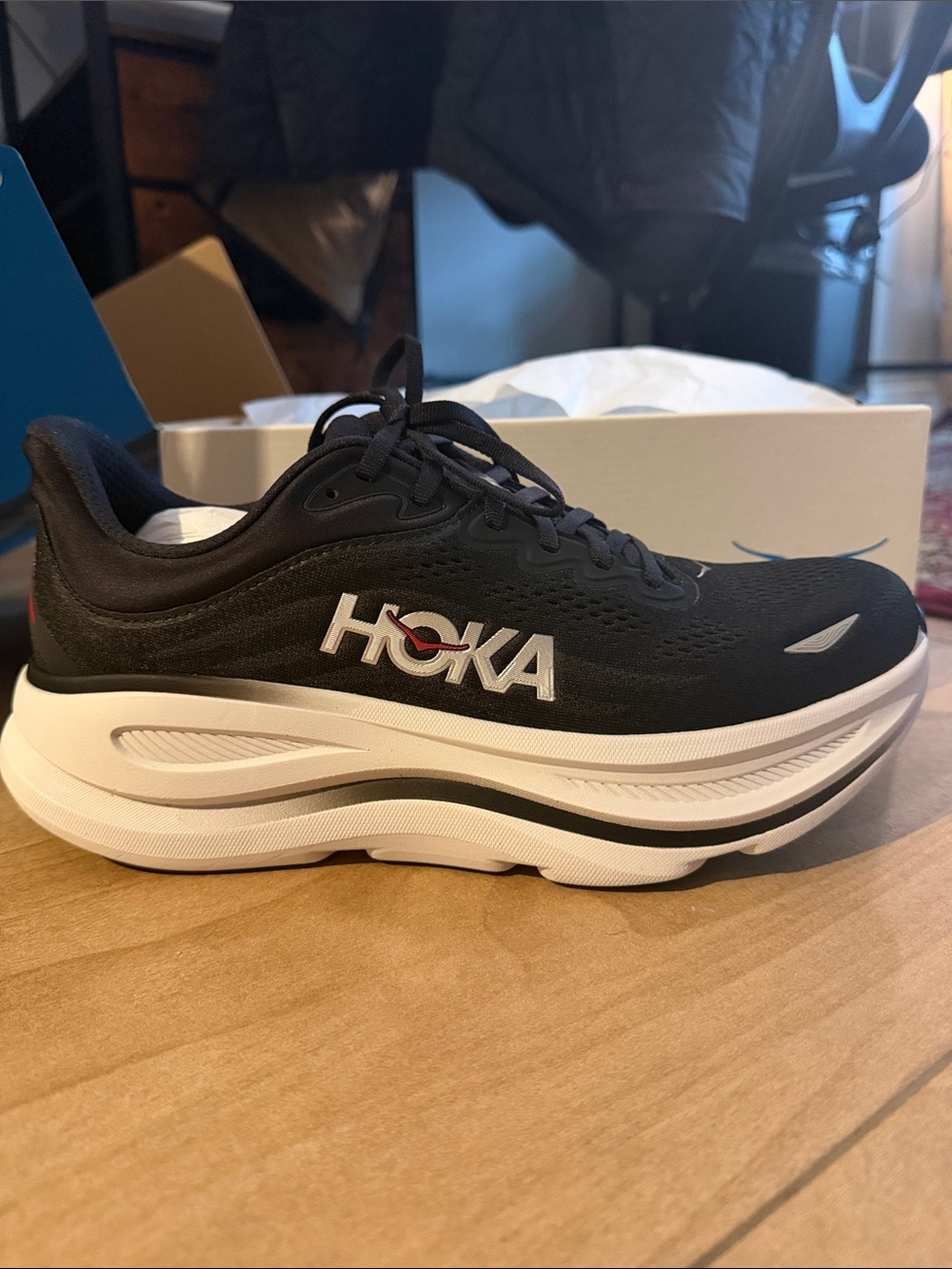 Hoka Men's Black and White Athletic Running Shoes